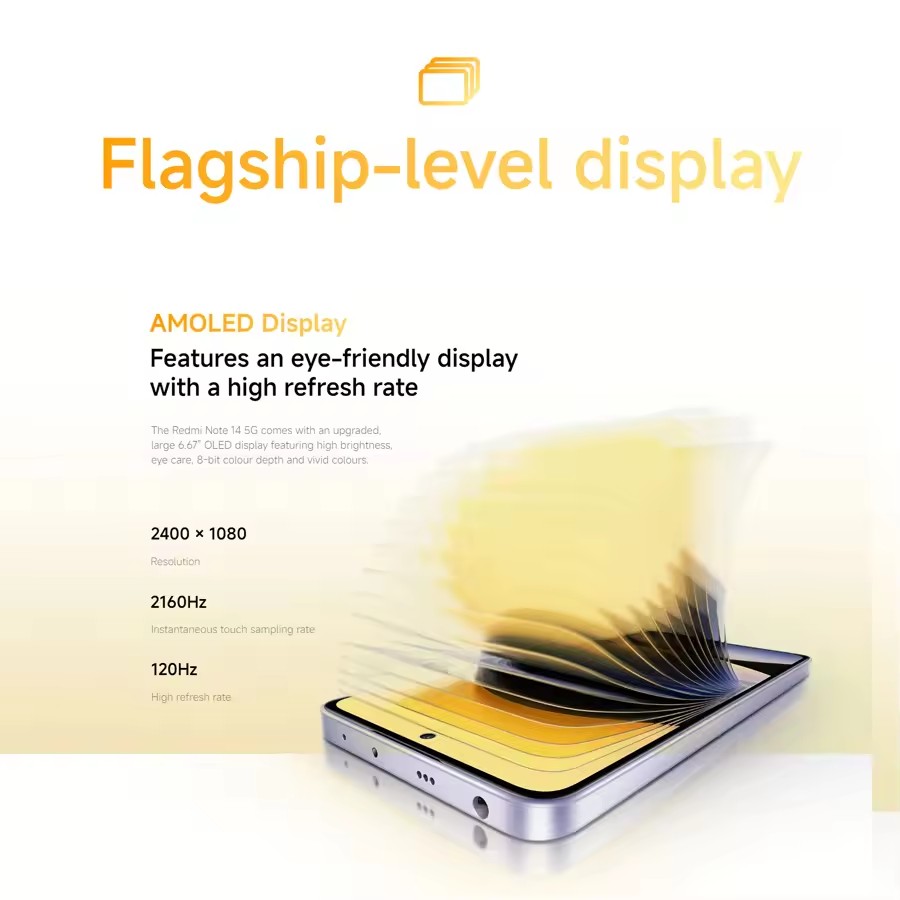 Xiaomi Redmi Note 14 5G Version européenne 8 + 256GB affichage deimens 6.67 "120Hz 108MP caméra principale OIS 45W charge, IP64, NFC