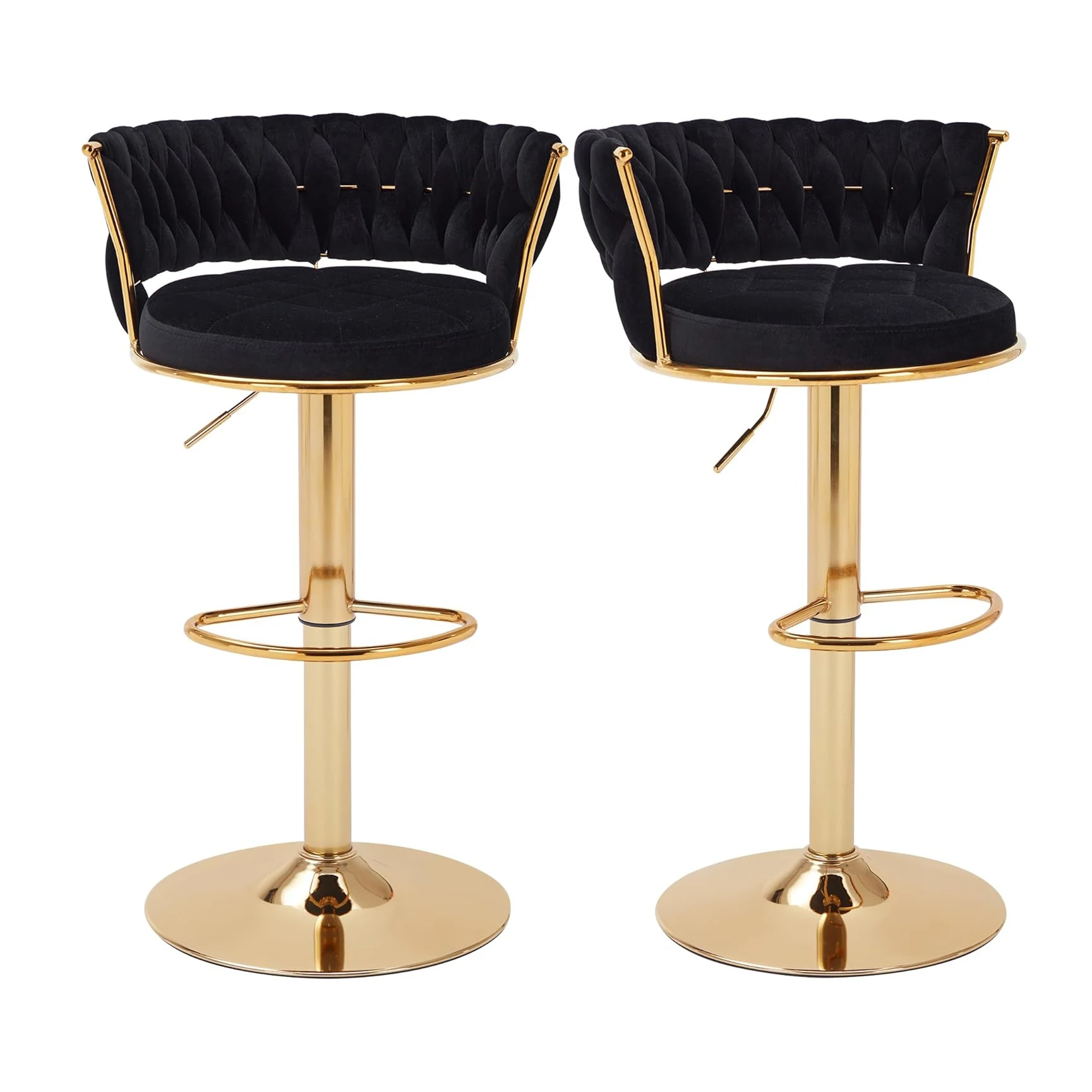 Beige Gold Stools  Counter Height Bar Stools with Low Back Swivel PU Leather Bar Stool for Kitchen Island Bar Pub
