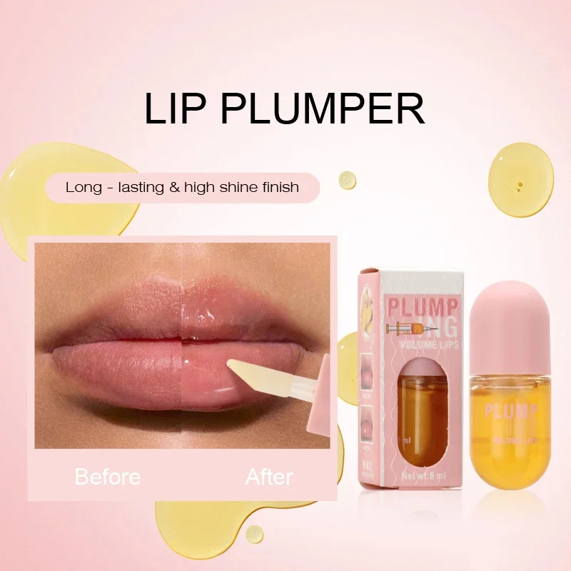 O óleo plumper labial acalma instantaneamente os lábios aumentando a elasticidade labial hidrata e brilho de longa duração saturação maquiagem cuidados com os lábios