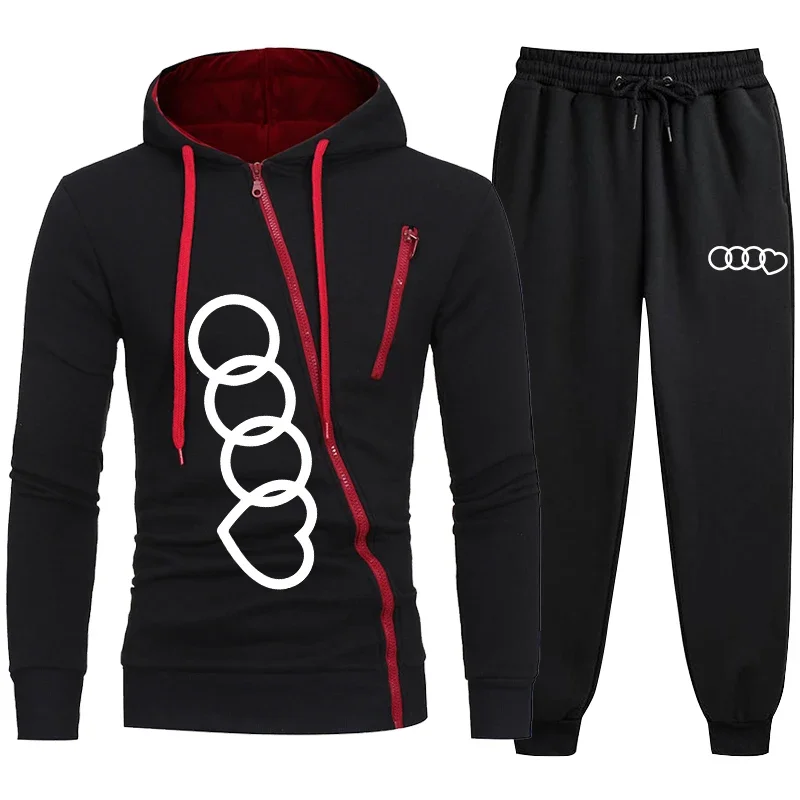 Hose setzt Herren Reiß verschluss Sweatshirt Anzug Kapuze Reiß verschluss Mann Kleidung für Männer Winter Trainings anzug Sets Trainings anzug Set Herren Hoodies männlich