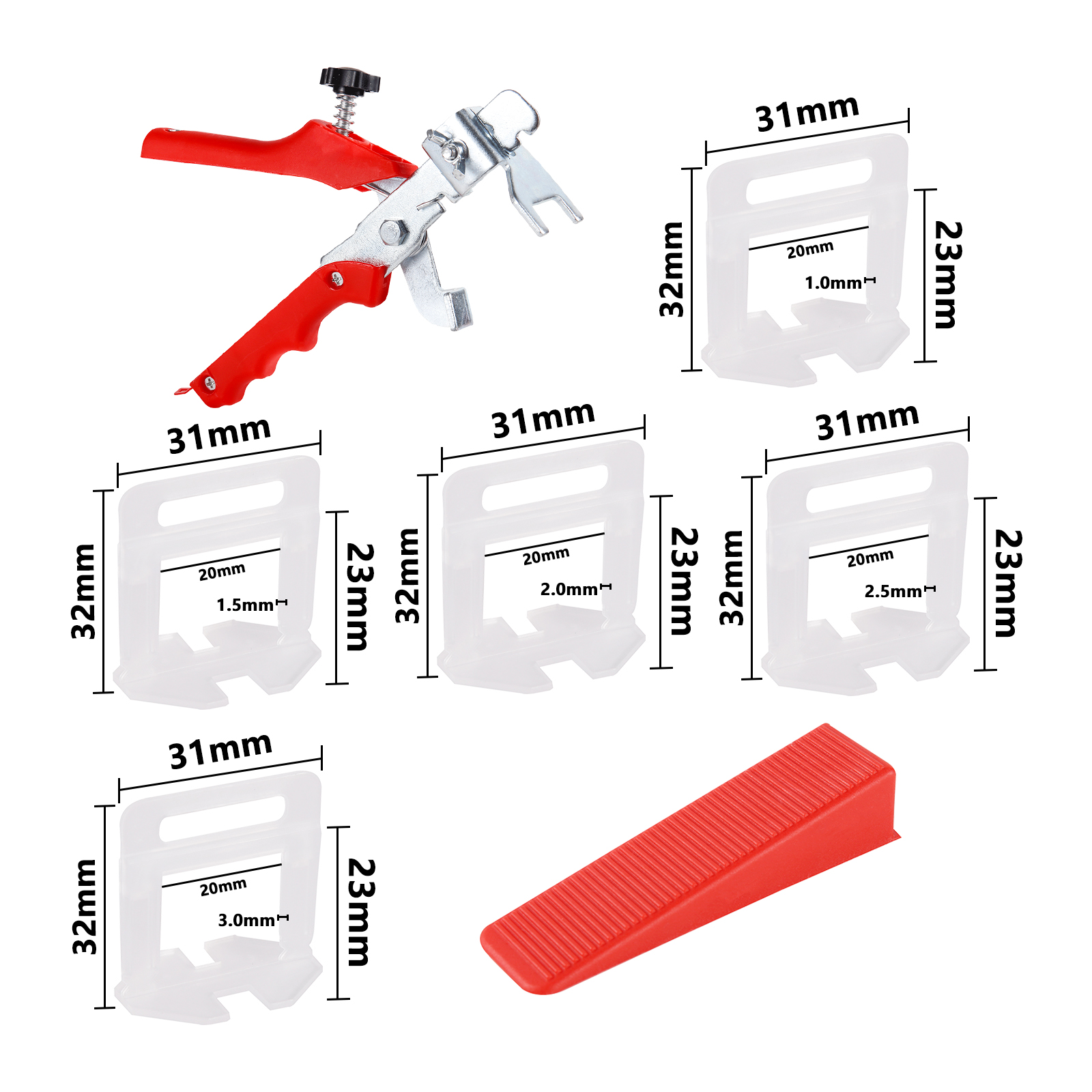 1/1.5/2/2.5/3mm Wall Floor Tile Leveling System Clips Ceramic Leveler Spacer Plier Wadge Kit For Tile Laying Construction Tools