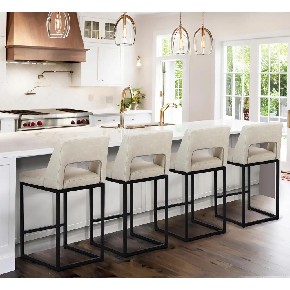 Counter Height Bar Stools Set of 4 for Kitchen Counter Modern Bar Chairs with Backs 26 Inch for Kitchen Island with Upholstered