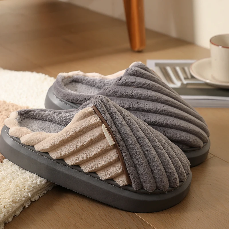 Winter Männer Warme Hausschuhe Mann Haus Nicht Slip Weiche Schuhe Komfort Flache Hause Innen Schlafzimmer Plüsch Slipper Extra-große Baumwolle schuhe