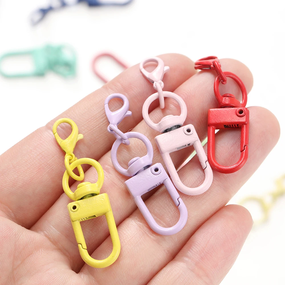 10pcs/lot Colorful Lobster Clasp Hooks Keychain With Lobster Matel Clasps For DIY Jewelry Making Dog Buckle Neckalce Accessories