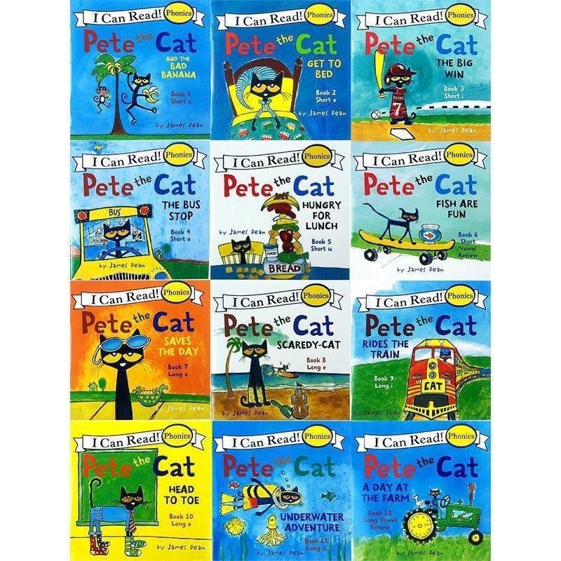 12PCS Posso ler a série Phonics pete o CAT. Posso ler a série fonética Pete the Cat
