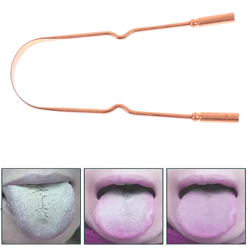 1 PC ทองแดงบริสุทธิ์เครื่องขูดลิ้นแปรงทําความสะอาดช่องปากสดสุขอนามัยสําหรับผู้ชายและผู้หญิงคุณภาพสูง Tounge Scraper 3 รูปแบบ