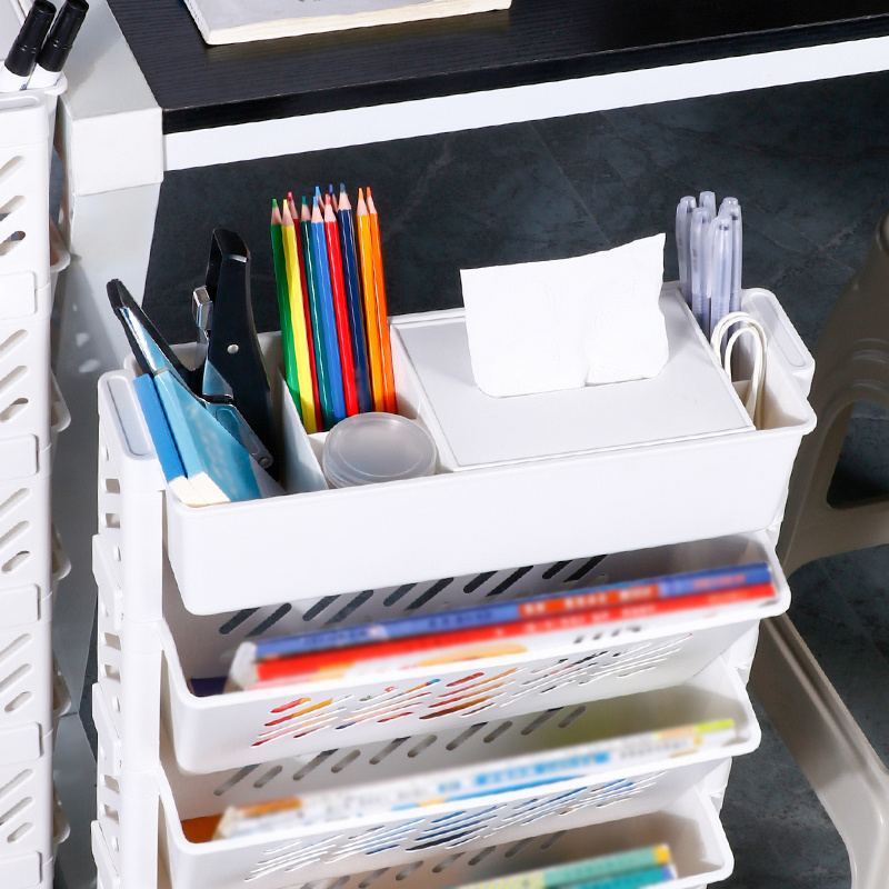 Organizador móvel de plástico com rodas |     Prateleira multicamadas para livros/escritório/sala de aula