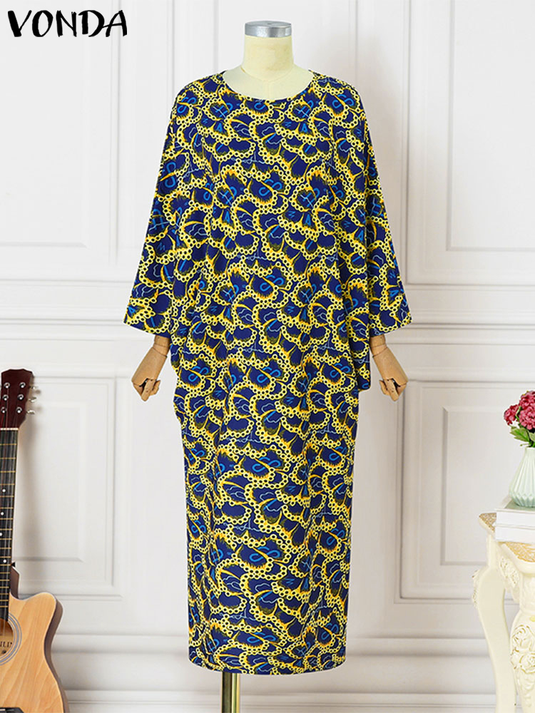 Vonda-ボヘミアンスタイルのマキシロングドレス,フレアスリーブ,ヴィンテージ,エレガントなイブニングドレス,カジュアル,ラージサイズ,5xl,2024