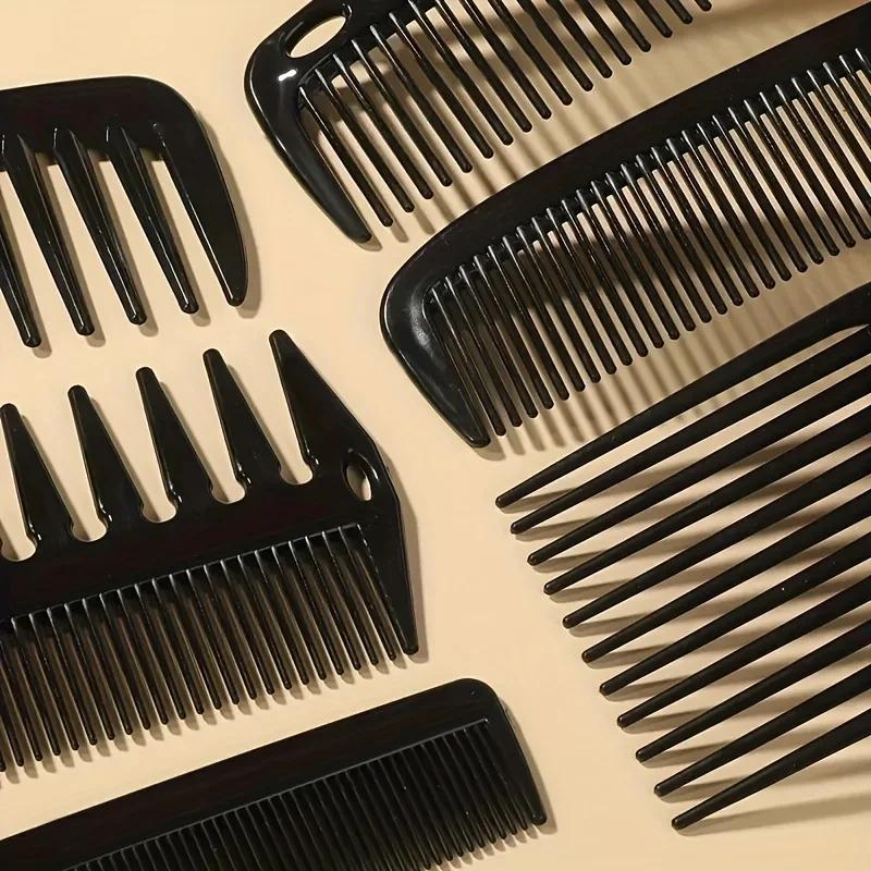 6 pçs novo estilo cabeleireiro das mulheres dos homens salão de beleza cabelo cabeleireiro escova preta pentes escova de cabelo