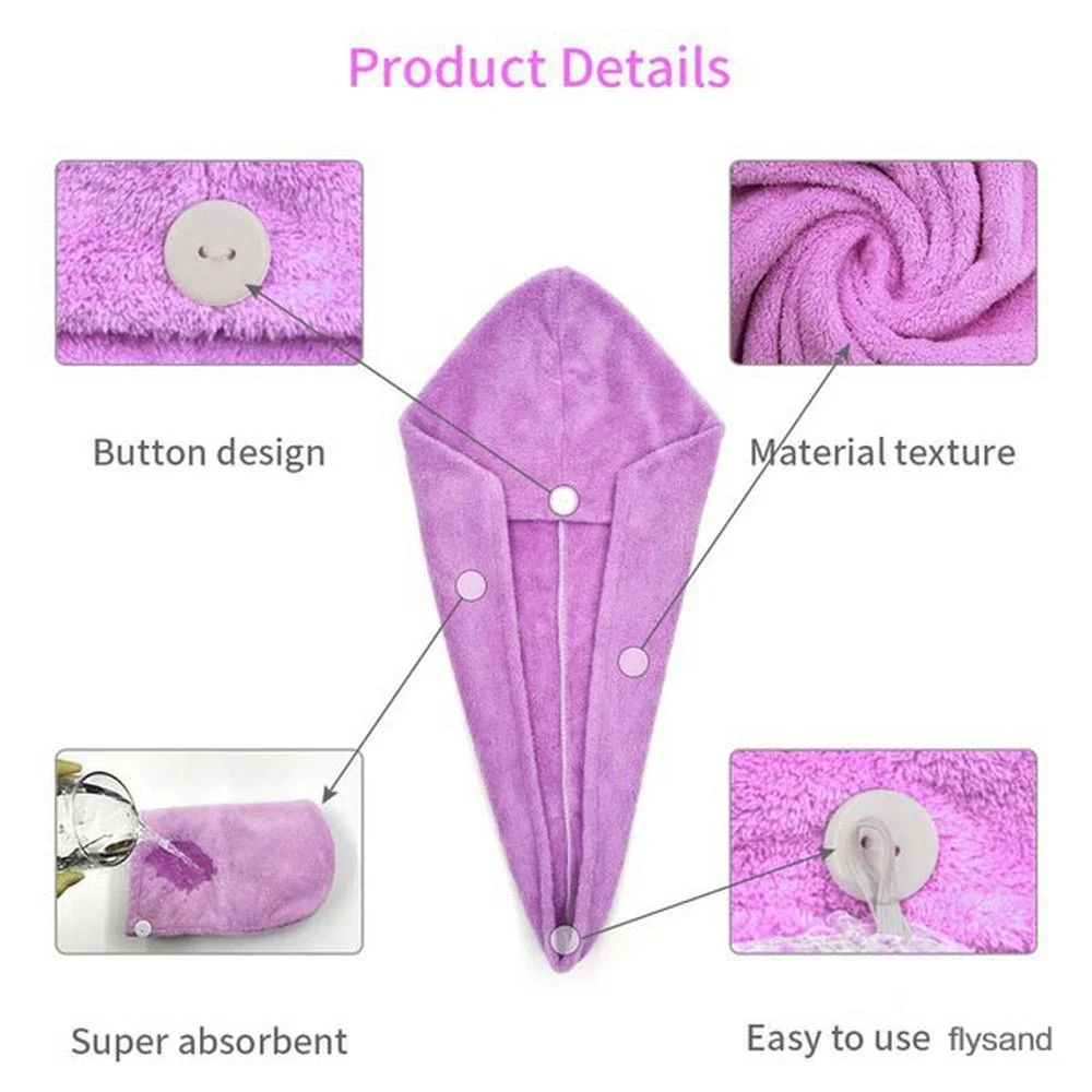 Asciugamano per capelli Asciugamano per capelli ad asciugatura rapida Asciugamano per asciugare i capelli in microfibra super assorbente in velluto corallo Turbante per capelli ad asciugatura rapida