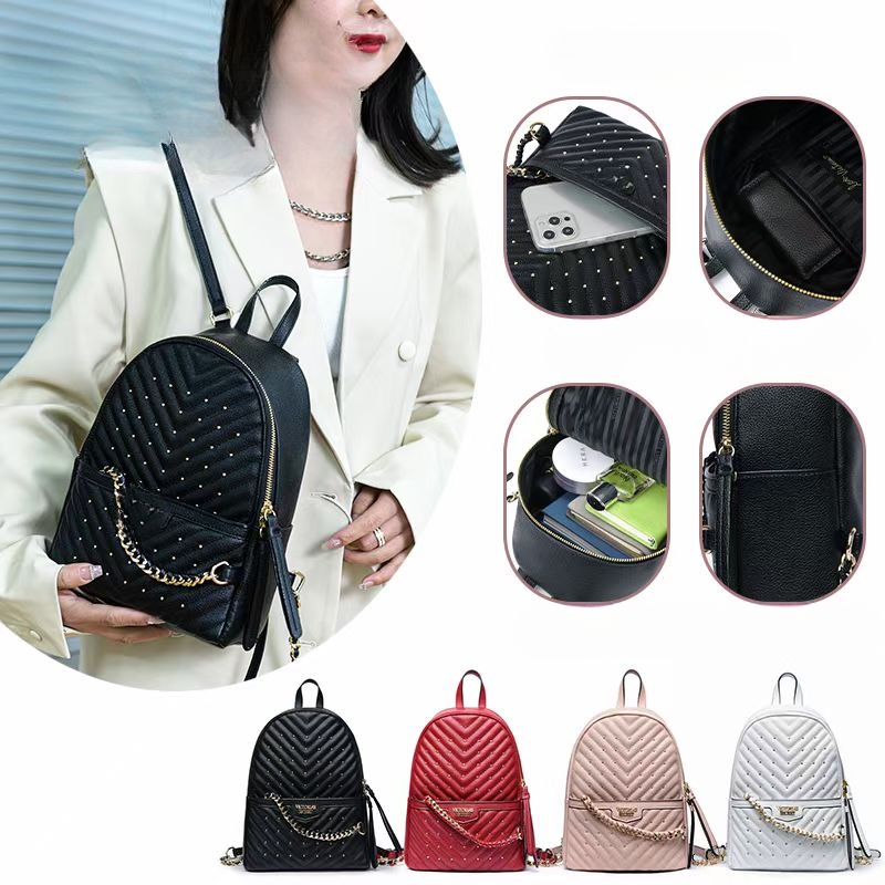 2025 หญิงสาว PU แฟชั่นกระเป๋าเป้สะพายหลังกระเป๋าเดินทางกระเป๋าสะพายกระเป๋าเป้สะพายหลัง Rivet
