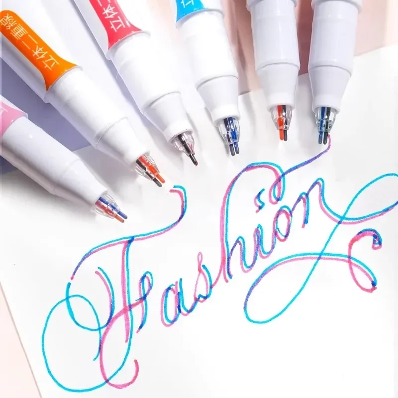 6pcs 2 เส้นสี MARKER ปากกา DIY วาดภาพวาด Graffiti ปากกา 0.5 มม.ปากกาเจล Pigment Liner Highlighter Kawaii เครื่องเขียน