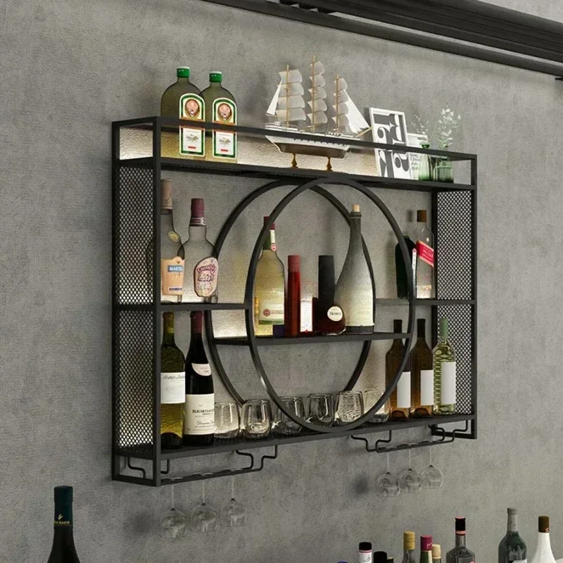 Wine Cabinet,Iron Wine Rack,Cabinet Wall Mounted in The Lobby,Wine Storage and Display Rack Bottle Bar Cabinet for Living Room