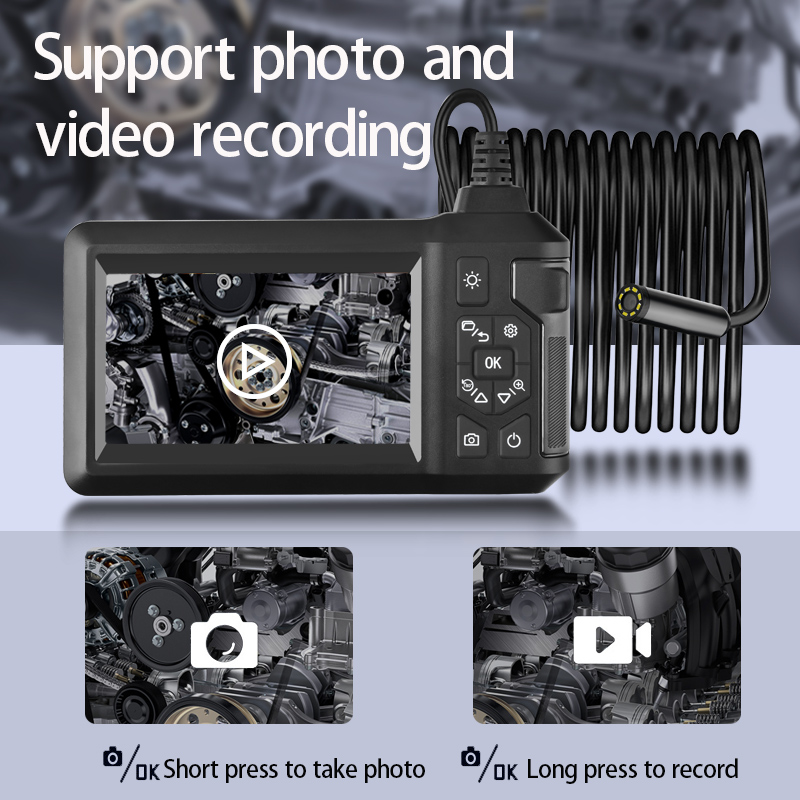 Câmera endoscópica industrial de lente dupla, vídeo digital de 4,3 polegadas, 8 mm, IP67, à prova d'água, câmera para tubo de drenagem de esgoto