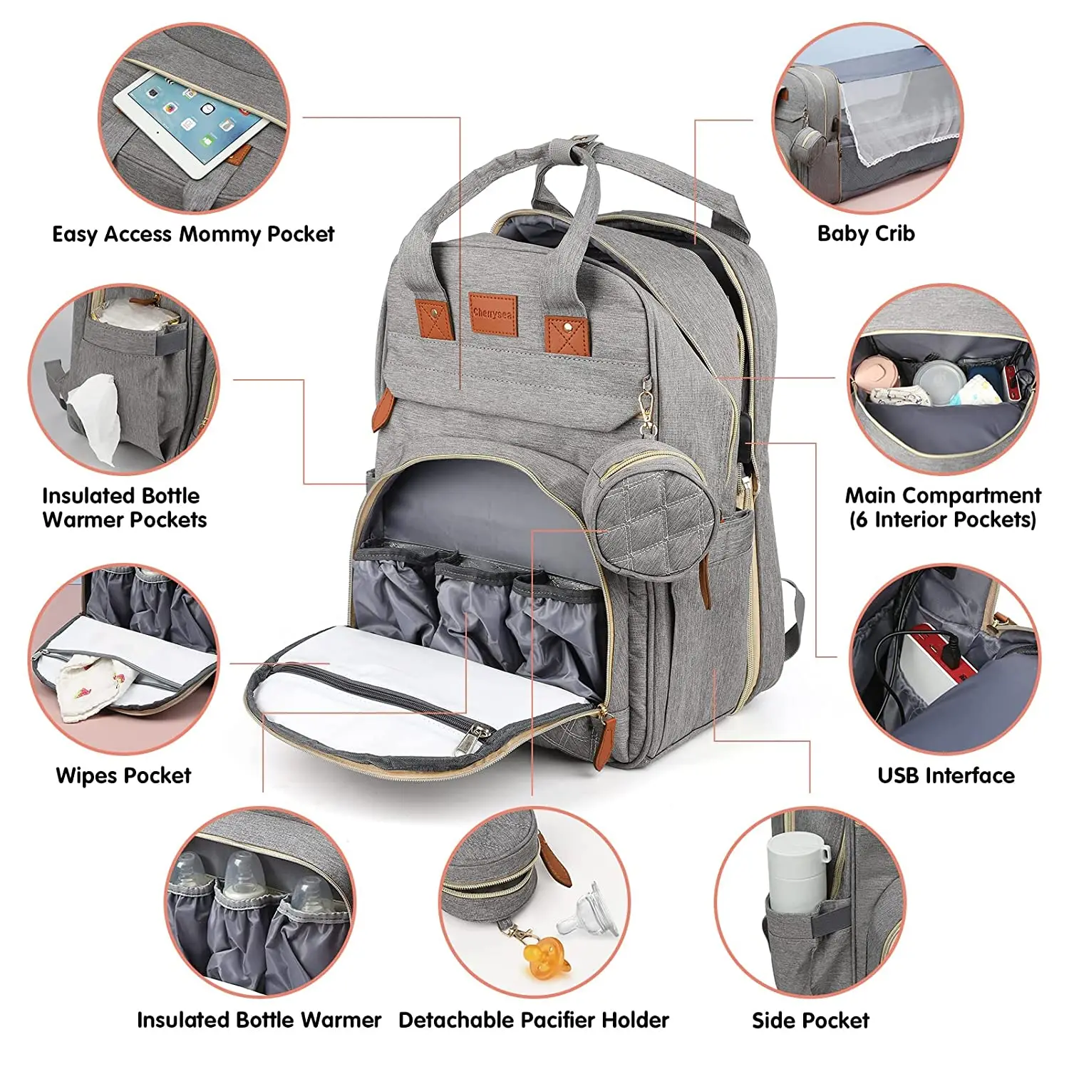 3 em 1 saco de fraldas mochila dobrável cama do bebê saco de viagem à prova dwaterproof água com carga usb saco de fraldas mochila com mudando cama 3 tipos
