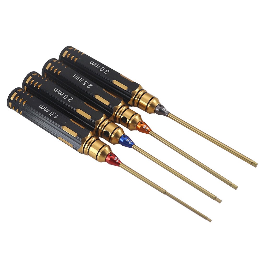 Ajrc 4 ชิ้น/เซ็ตไทเทเนียมชุบ 1.5 มม./2 มม./2.5 มม./3 มม.ไขควงสกรูเครื่องมือเครื่องหมายสําหรับรุ่น RC รถเรือเครื่องบิน