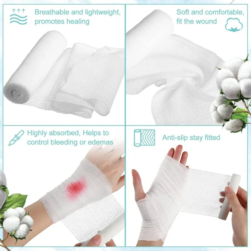 10pcs PBT Bandages/Elastic Elastic Bandages Cotton Core Accessories for First Aid Absorbent Pad for Wound Dressing