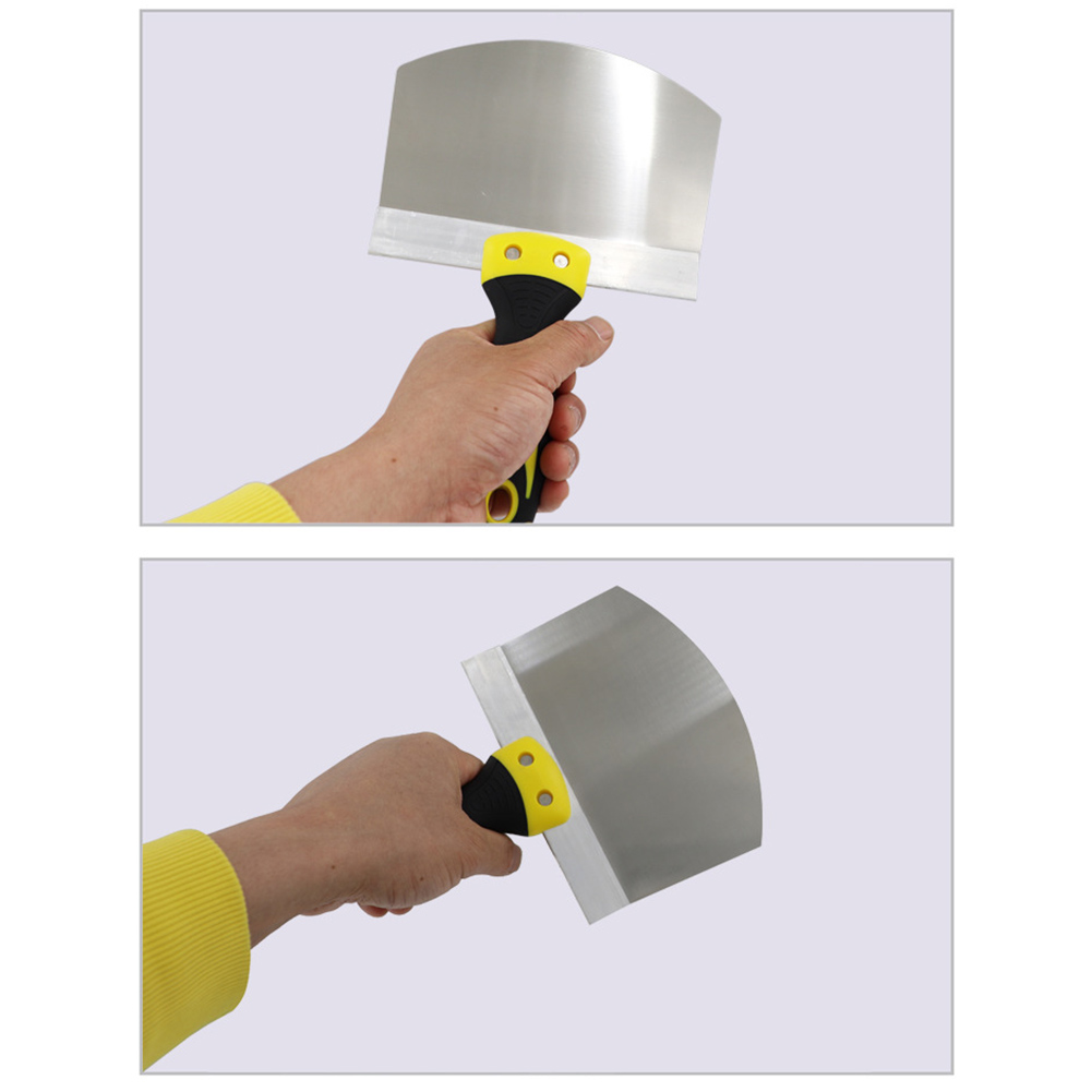 สแตนเลส Putty Knife สีผนังเกรียงพลาสเตอร์ Arc Ash Shovel สีฟีดบรรจุ Scraper ใบมีดไม้พายเครื่องมือก่อสร้าง