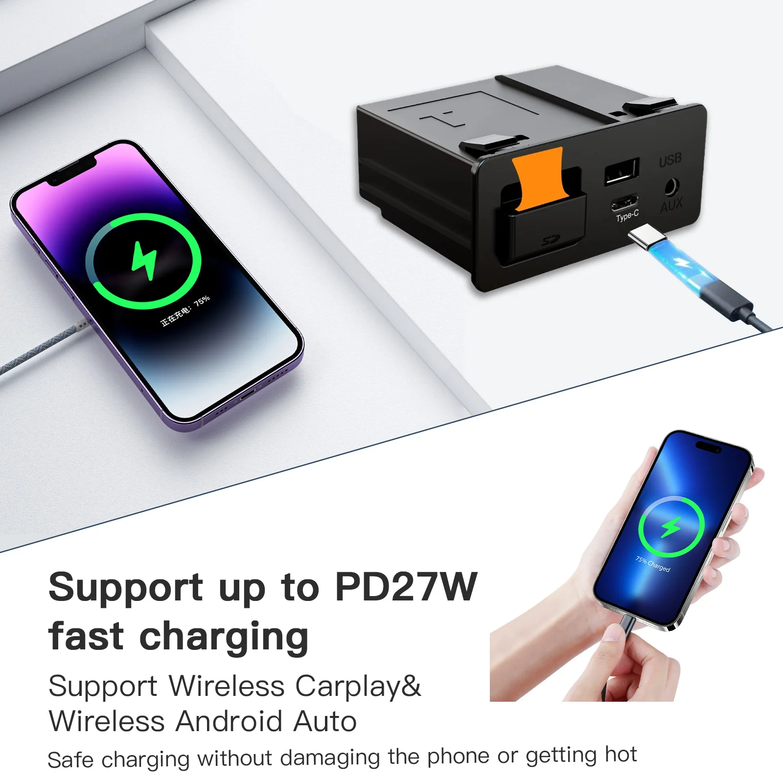 Wireless type-c CarPlay Android Auto Adapter UBS Hub OEM for Retrofit Mazda 2 3 6 CX3 CX5 CX8 CX9 MX5 Demio Miata TK78669U0C Kit