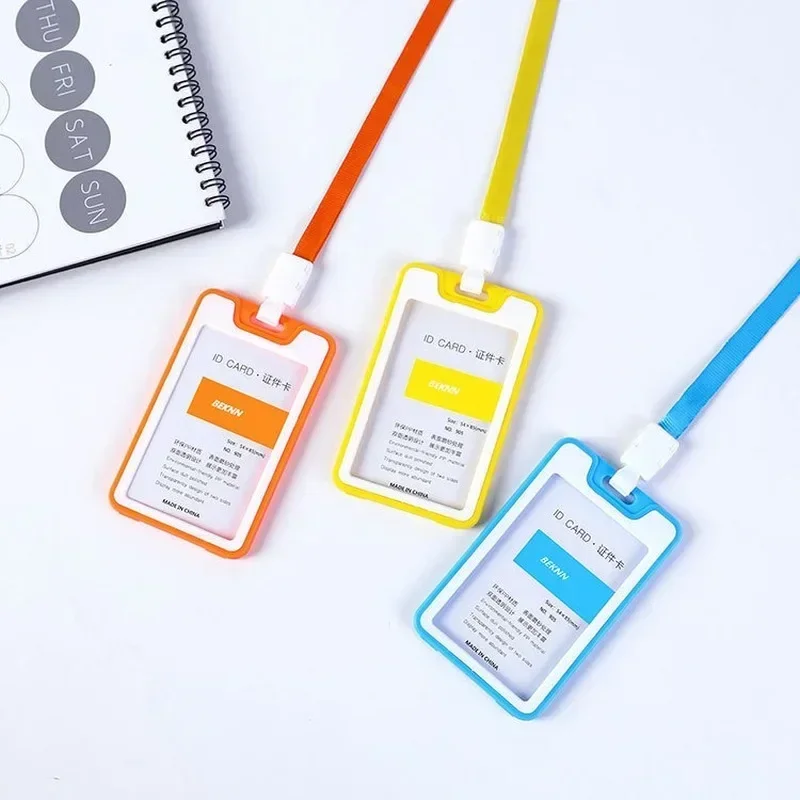 Unisex Colorful Employee Id Case with Lanyard Double Side Id Credit Card Holder Access Bus Card Case Badge Holder Card Sleeve