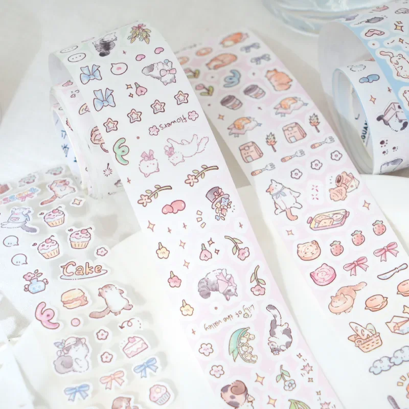 Cute Little Material Handbook Mobile Phone Back Card Collage Kitten Series Tape  Washi Tape
