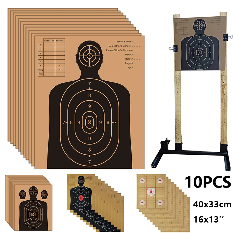10 peças alvos de papelão silhueta tamanho grande 40x33cm/16x13 '' alvos de papel ondulado de três camadas prática de treinamento de tiro