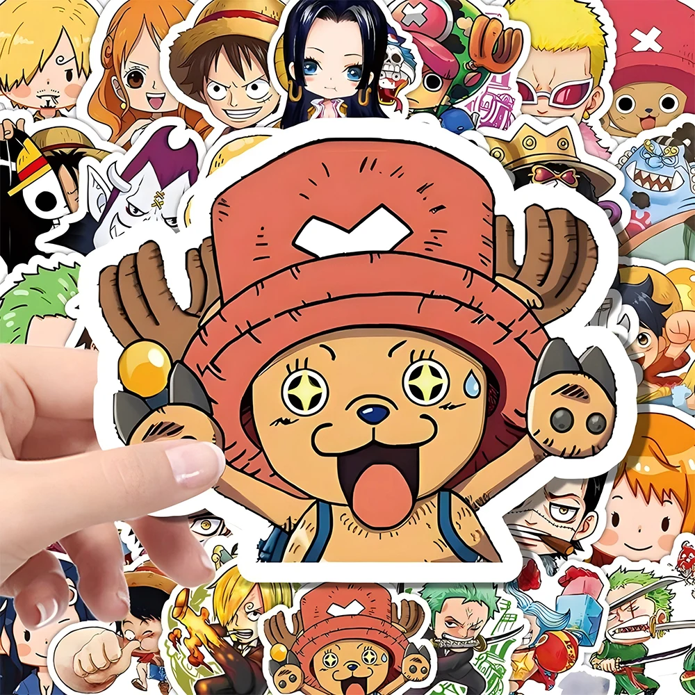 55pcs One Piece สติกเกอร์การ์ตูนน่ารัก DIY สเก็ตบอร์ดเคสโทรศัพท์แล็ปท็อปรถจักรยานยนต์กันน้ํา Cool อะนิเมะสติกเกอร์สติ๊กเกอร์ของเล่น