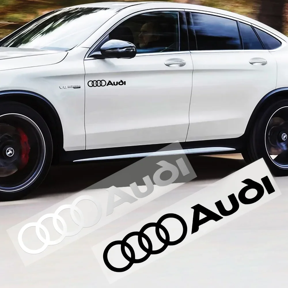 2 uds estilo de coche PVC Logo lateral cuerpo guardabarros parabrisas maletero pegatina para Audi RS S Line A3 A4 A5 A6 A7 Quattro Q2 Q3 Q5 Q7