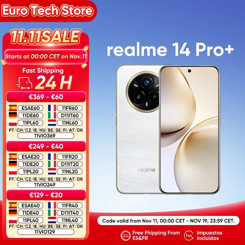 realme 14 Pro+ 5G-smartphone 50 MP + 50 MP camera 120 Hz 6,83 '' Quad Curve-display Leeuwebek 7s Gen 3 processeur 5260 mAh batterij