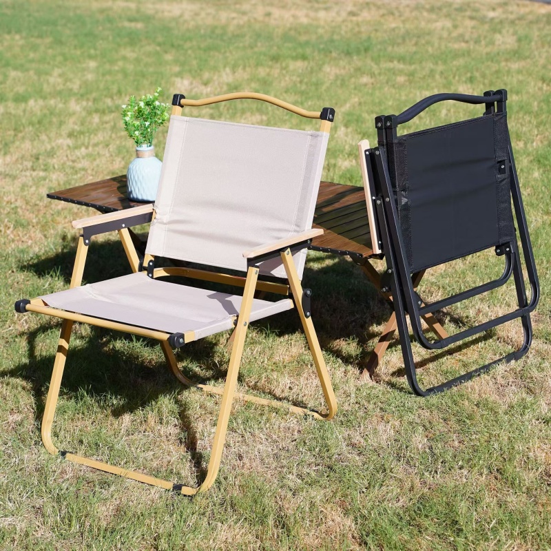 Портативный стул Kermit с деревянным поручнем, складной для кемпинга, рыбалки, сада, легкого и прочного кемпингового снаряжения