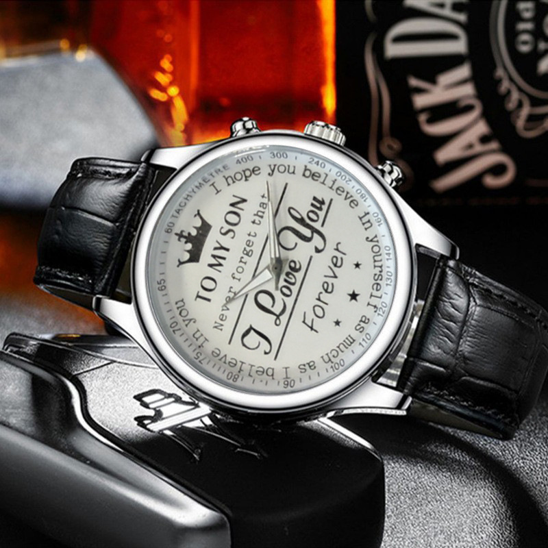 ธุรกิจรักภาษาอังกฤษ Crown Dial Tread สายไฟเข็มขัดควอตซ์นาฬิกา