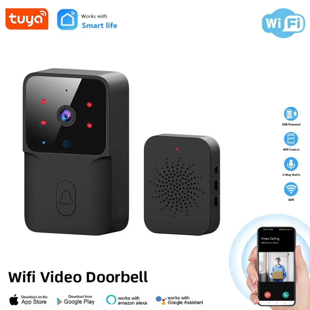 Timbre de puerta HD seguro, intercomunicador con cambio de voz, cámara inalámbrica para el hogar, visión nocturna, seguridad inteligente para el hogar, timbre de vídeo WIFI bidireccional