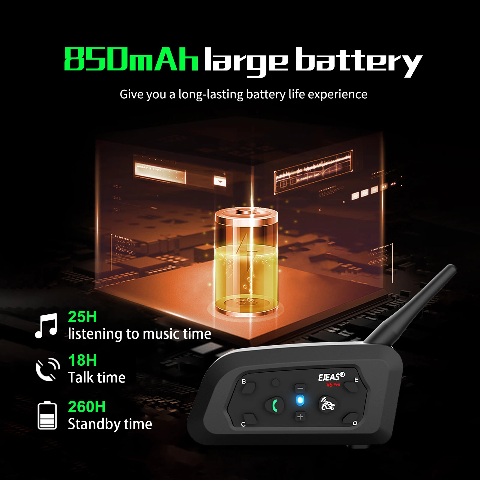New Upgrade EJEAS V6 PRO Motorcycle Helmet Intercom Bluetooth Headset for 6 Rider Communicator Can EUC Remote Control Waterproof