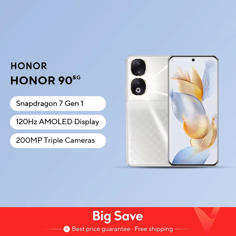 Neue globale Version HONOR 90 5G 200MP ultraklare Kamera Snapdragon 7 Gen 1 5000 mAh Akkulaufzeit 66 W Kompressor 120 Hz Display