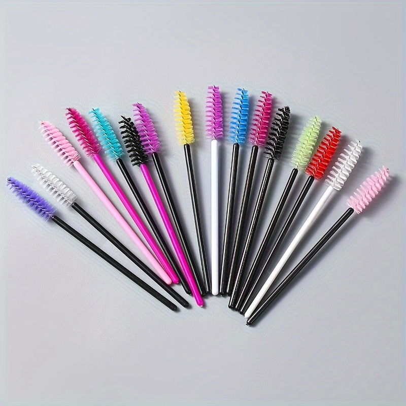 50pcs disposable eyelash brush, grafting eyelash, portable eyelash curler, eyelash comb, colored brush, eyelash full makeup brus