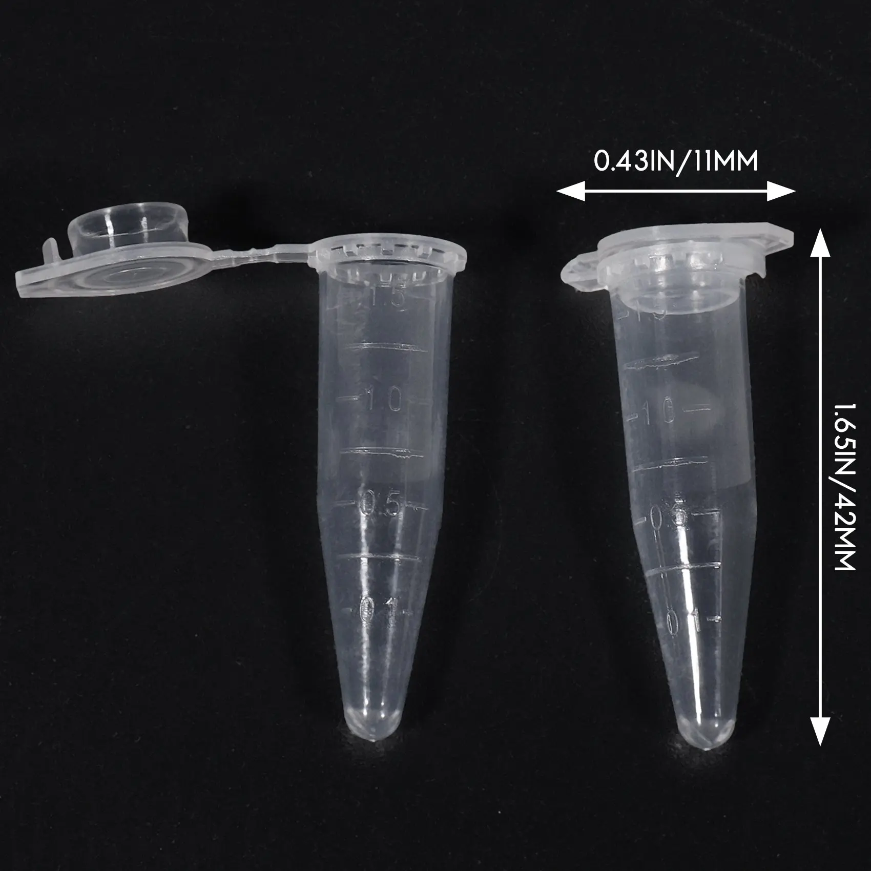 100 pz 1.5ml laboratorio Mini provetta di plastica centrifuga fiala tappo a scatto 42x11mm trasparente