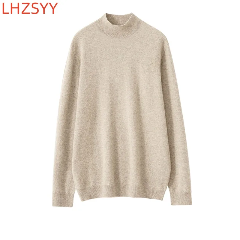 Herren-Pullover mit halbhohem Kragen, First-Line-Kleidung, 100 % reiner Wolle, Herbst, neuer lockerer Strickpullover, Freizeit-Langarmjacke, Oberteile
