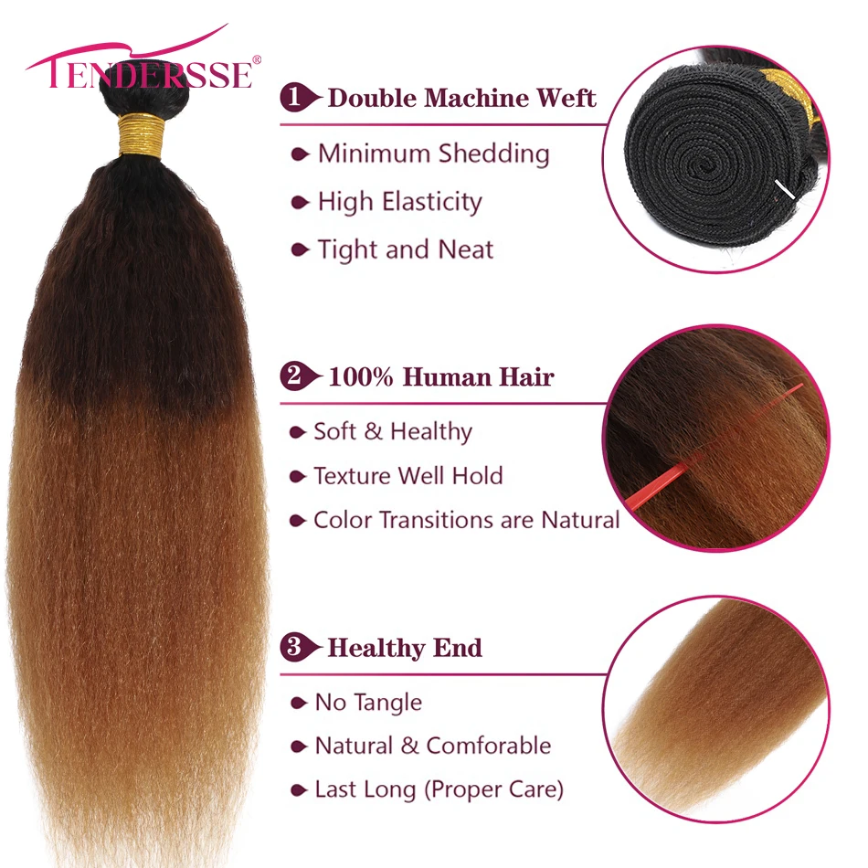 10a brasileiro kinky em linha reta 3 pacotes com fecho 100% ombre cabelo humano yaki cabelo reto 3 pacotes com fechamento de renda 4x4