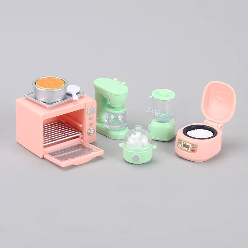 Mini casa de juegos para niños, olla arrocera en miniatura, horno, exprimidor, vaporizador de huevos, modelo pequeño, accesorios para casa de muñecas para niños