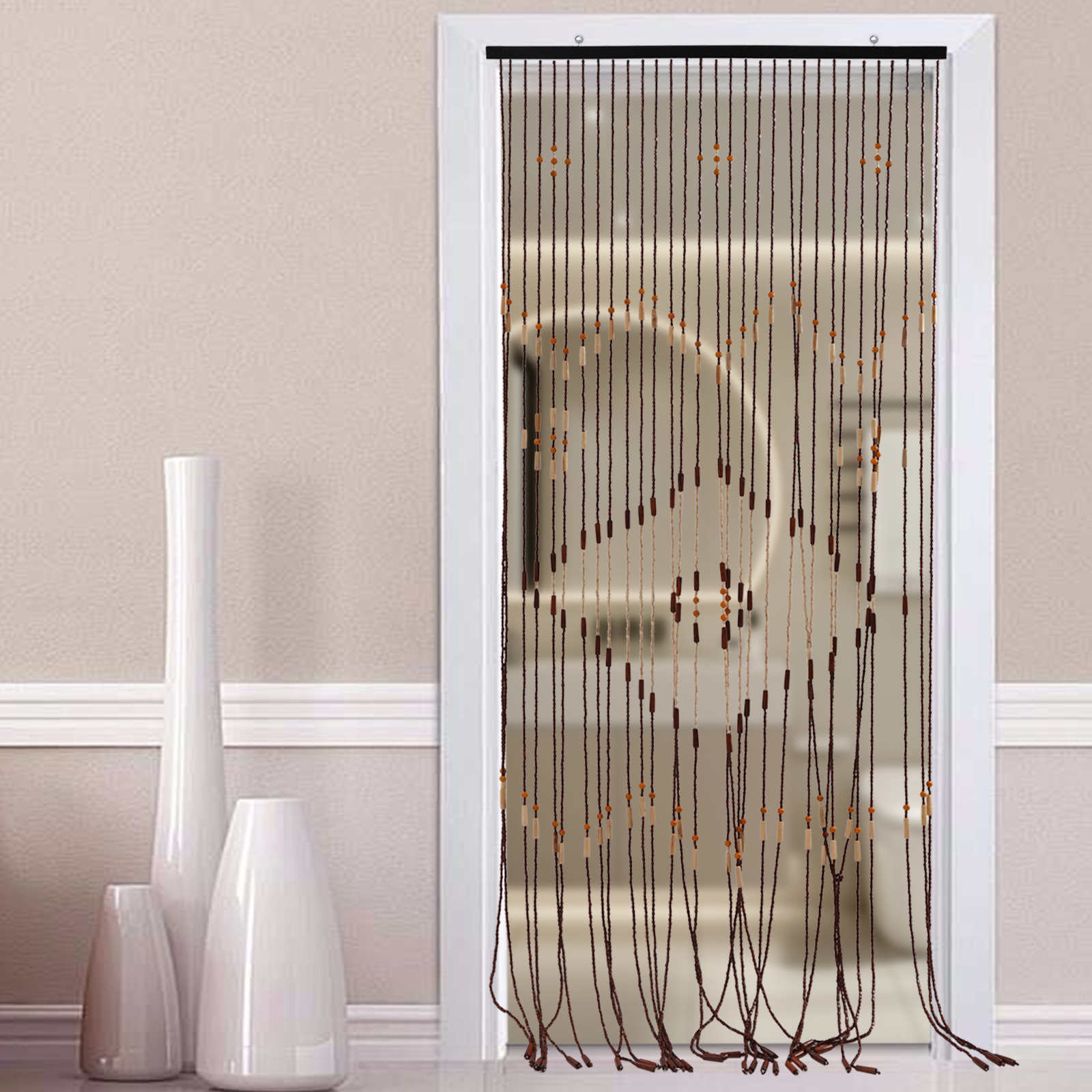 Cortinas De Cortina De Grânulo De Madeira Vintage, Decoração De Porta, Varanda, Quarto, Banheiro, 31 Linhas, 90x208 cm