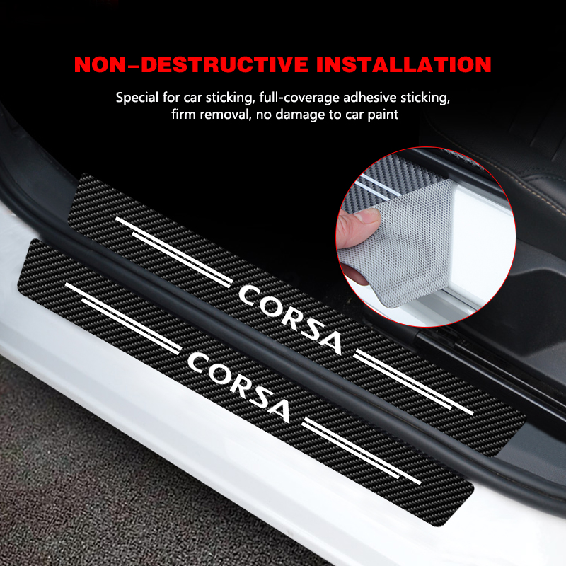 Alfombrilla de umbral de puerta de coche, placa de desgaste, Protector de alféizar de puerta, pegatina para Opel CORSA C D B E F, accesorios protectores de Pedal de entrada automática