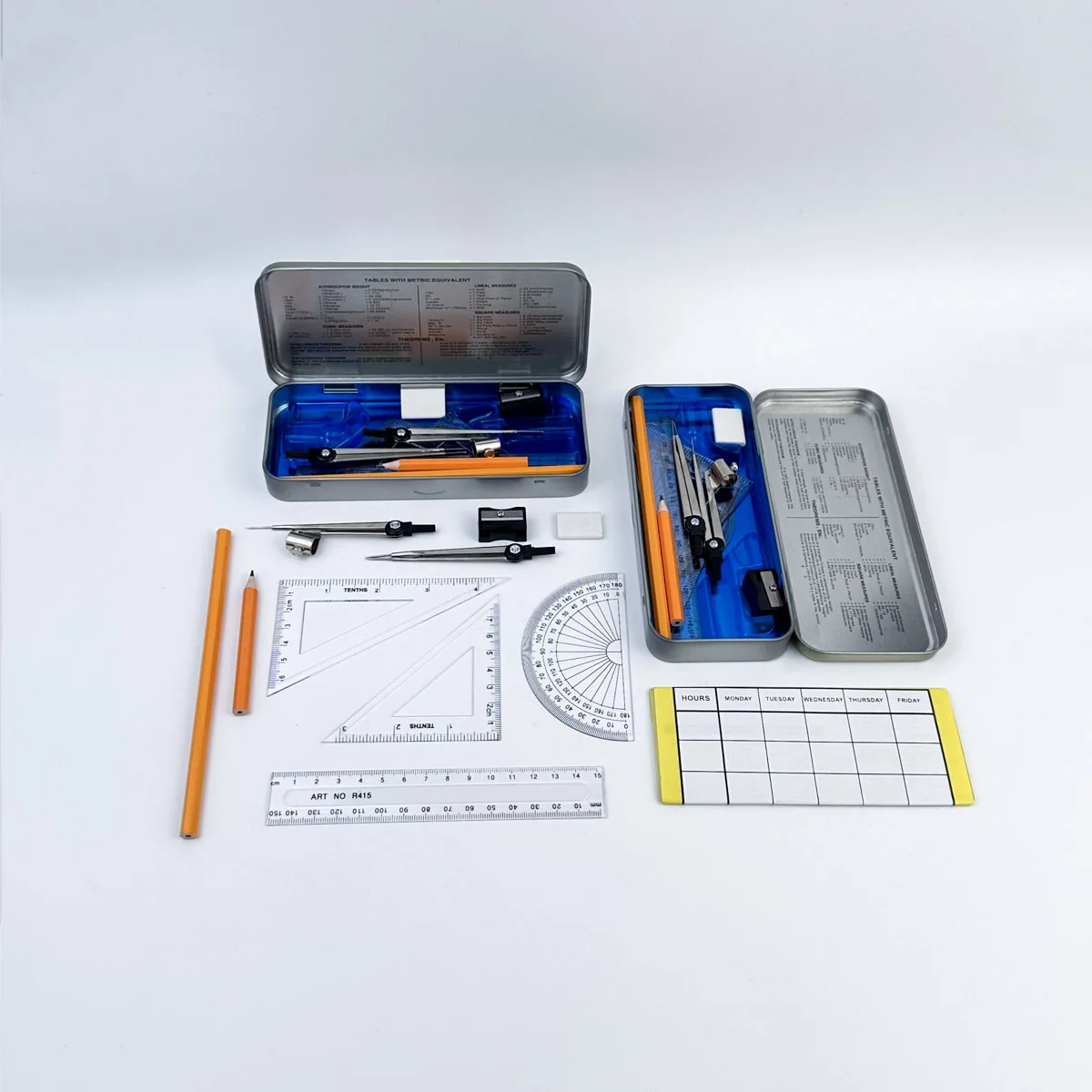 10 piece Compass and Protractors Math Set Geometry Tool Metal Geometry Kit Precision Drawing Tool with Iron box
