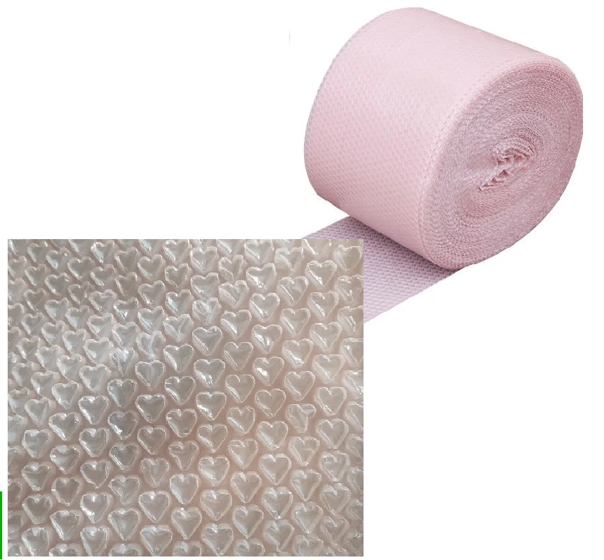 20cm x 5 metros/rolo bolha mailers para caixa de presente embalagem shockpoof embalagem envoltório amor coração bolha filme mailing atacado