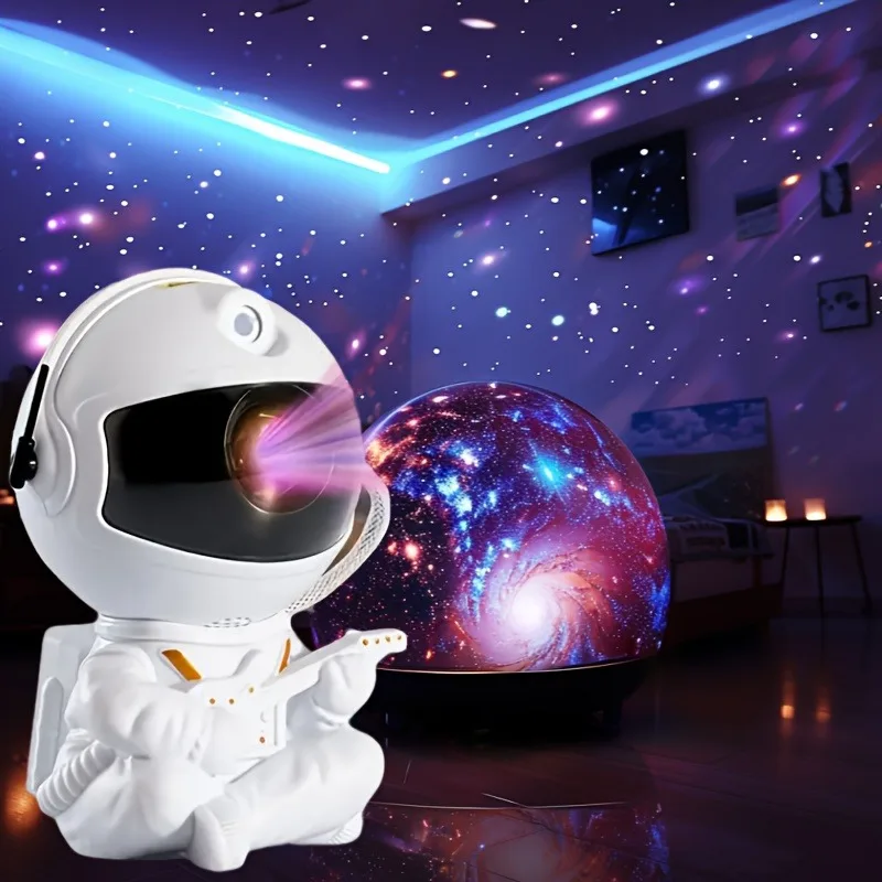 Proyector de estrellas de galaxia y astronauta, luz nocturna estrellada, lámpara de proyección de techo de nebulosa estrellada con 8 modos, control remoto y 360, 1 ud. °   Adj