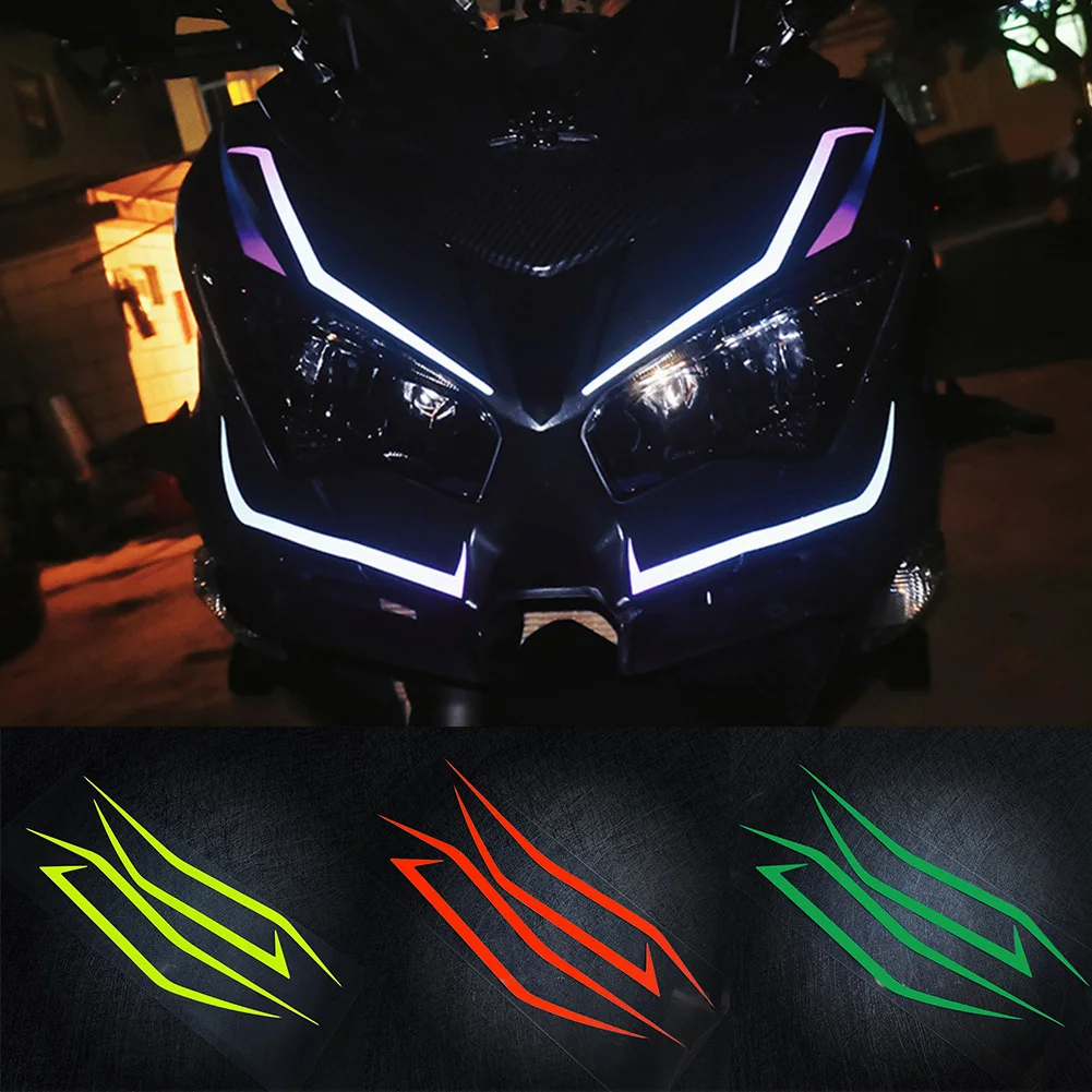 4PCS Motorcycle Fairing Sticker Decoration Reflective Cool Front Pull Headlight Decals for Kawasaki Ninja NINJA400 H2 H2SX