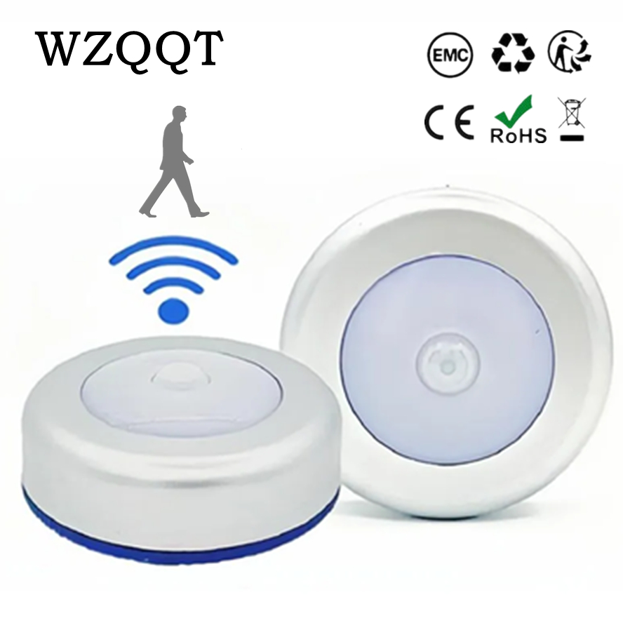 6LED PIR Motion Sensor Night Light LED Human Body Induction Wireless Detector Automatic Light on / Off for Home Bedside Lighting