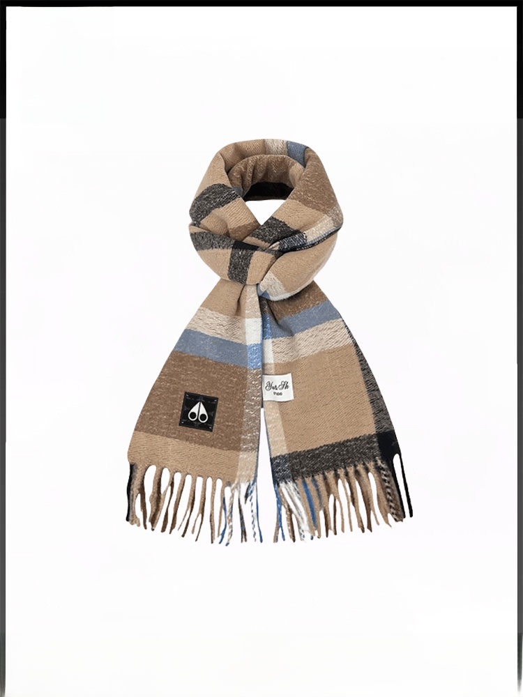 クラシック英国レトロスタイルカーキチェック柄スカーフ女性のためのシンプルな多用途トレンディな冬のアクセサリー MOOSE KINGSHIP