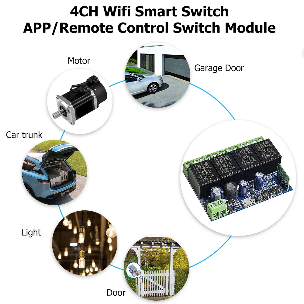 4CH Smart Wifi Switch Smart Relay Module DC 5V 12V 24V 48V Беспроводной переключатель Таймер Телефон Пульт дистанционного управления для EWeLink Google Home
