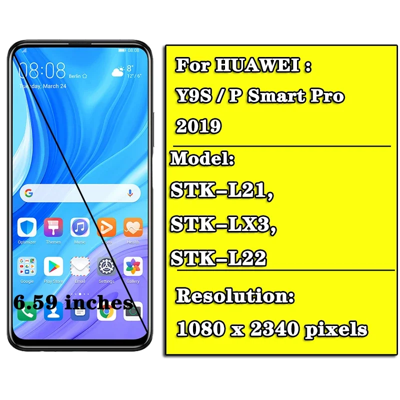 6.59 Inch Ban Đầu Cho Huawei Y9S Y9 S/P Smart Pro 2019 Màn Hình LCD Chất Lượng Cao Màn Hình LCD & Màn Hình Cảm Ứng bộ Số Hóa Có Khung Module Hiển Thị