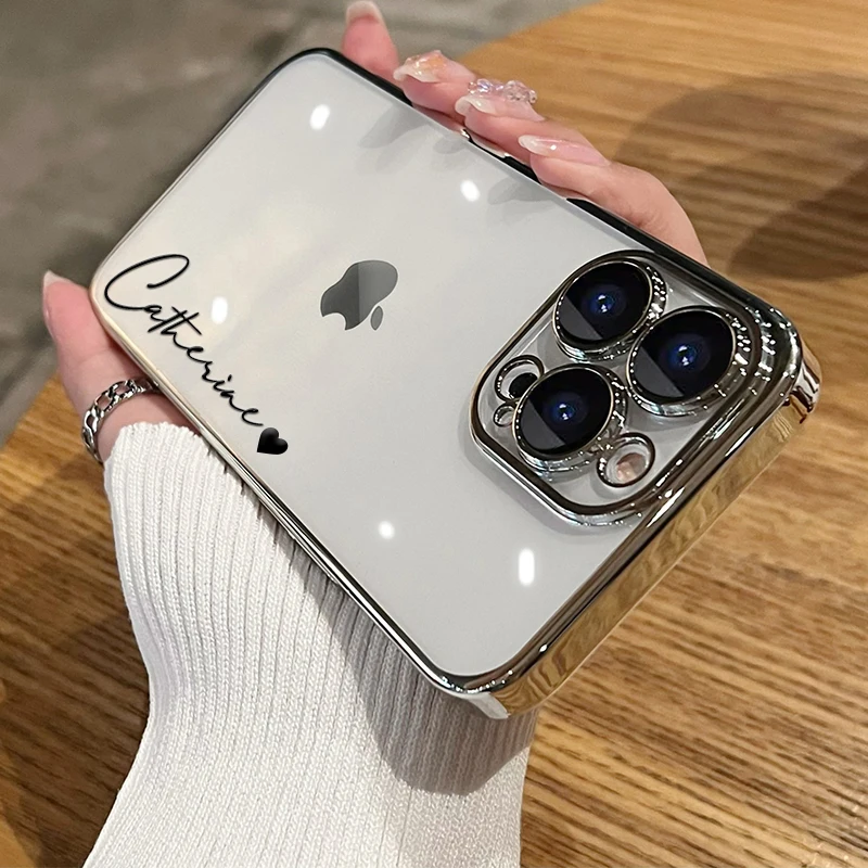 Персонализированный чехол Pro Max с индивидуальным именем для iPhone 16, 15, 14, 13, 12, 11 Pro Max, прозрачный прозрачный чехол 16 Pro Max